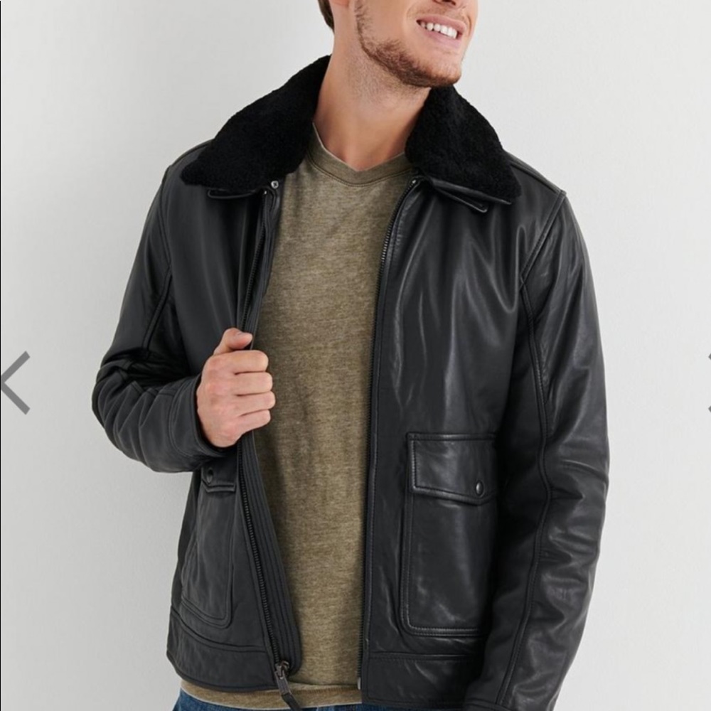 NWT lucky brand men leather jacket factory sealed